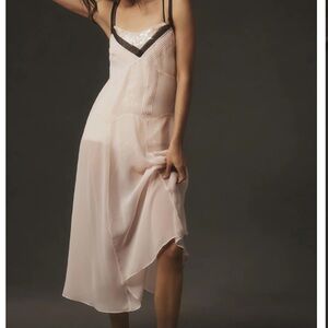 Anthropologie Pink Sheer Layer MIDI Dress